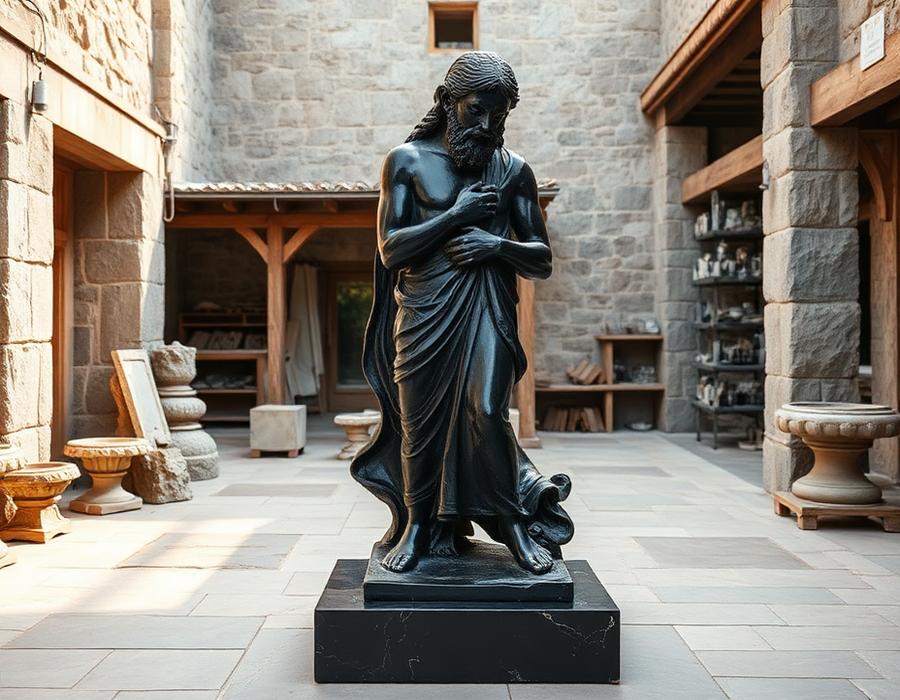 Hand-carved granite statue